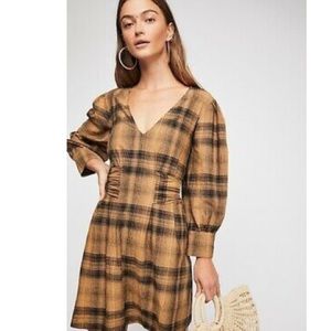 Free People English Rose Plaid Mini Dress